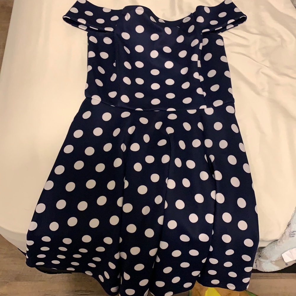 Off the shoulder polka dot dress